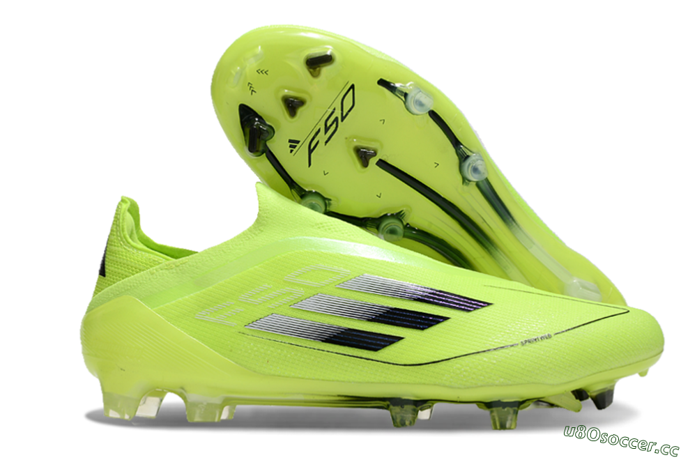 Men's Adidas F50 Elite Laceless FG Firm Ground Low-Tops Football Boots - Yellow/Black 2