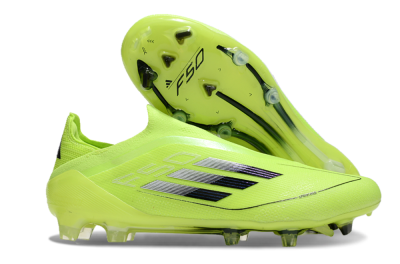Men's Adidas F50 Elite Laceless FG Firm Ground Low-Tops Football Boots - Yellow/Black