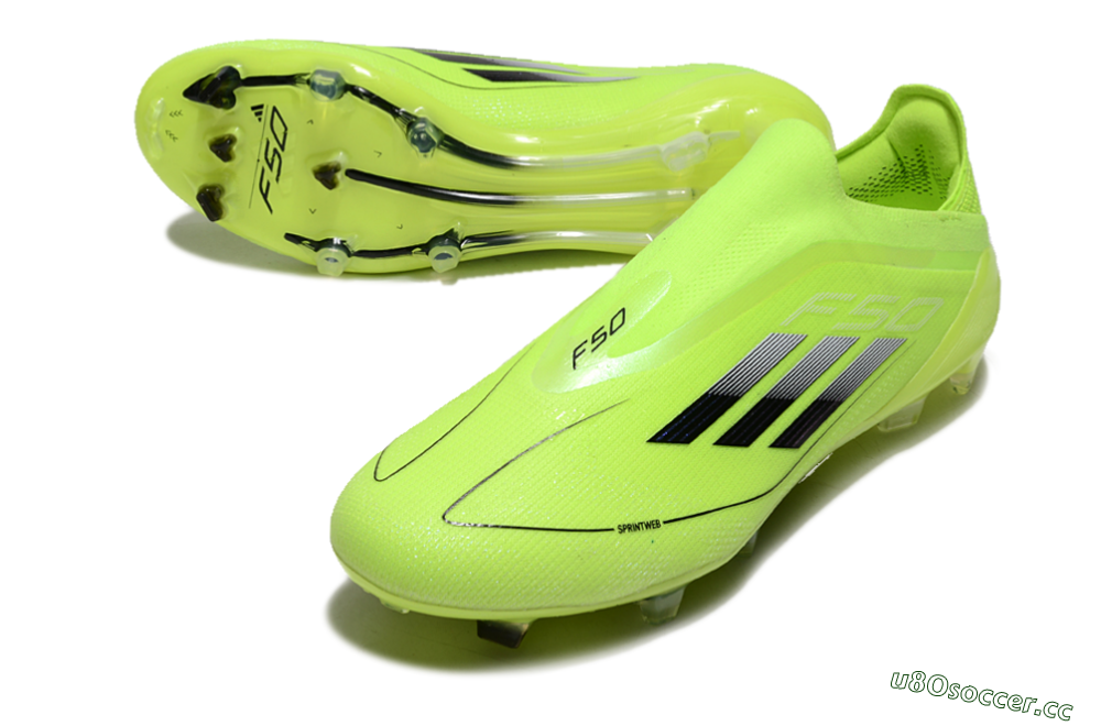 Men's Adidas F50 Elite Laceless FG Firm Ground Low-Tops Football Boots - Yellow/Black 3