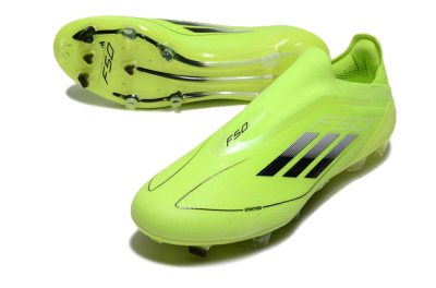 Men's Adidas F50 Elite Laceless FG Firm Ground Low-Tops Football Boots - Yellow/Black