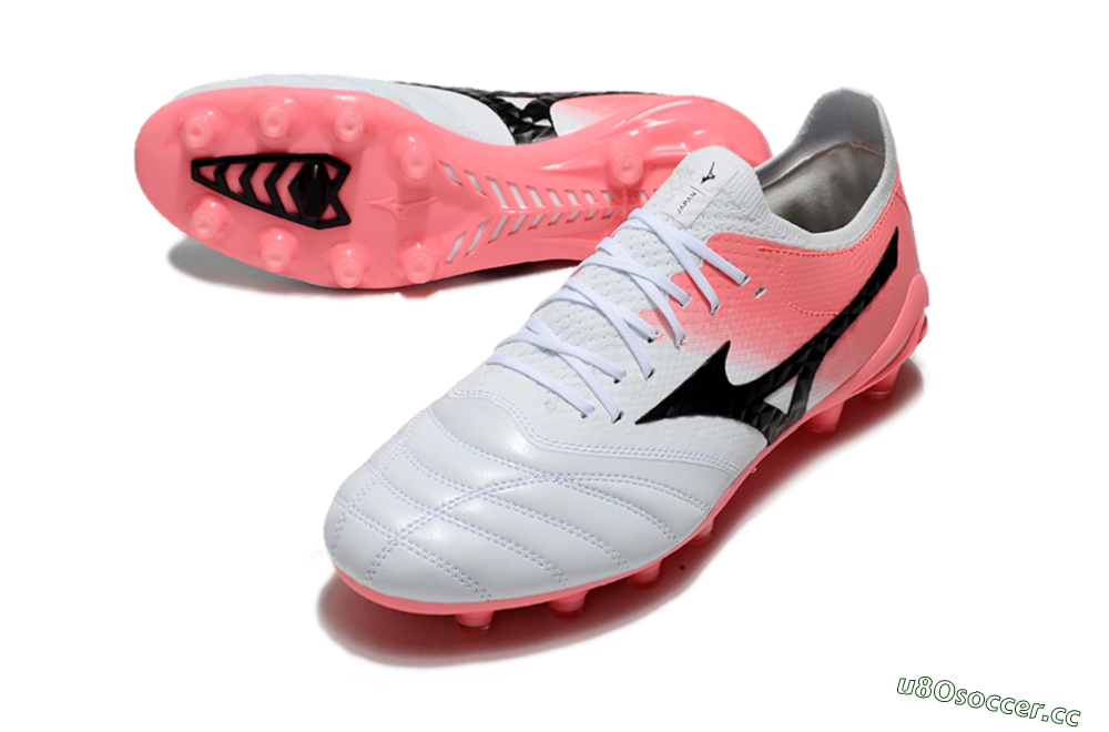 Men's Mizuno Morelia Neo IV Bate FG Firm Ground Low-Tops Football Boots - White/Pink/Black 3