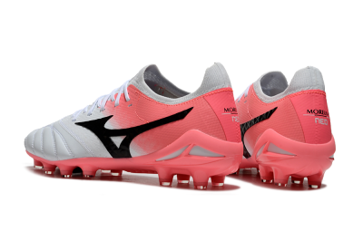 Men's Mizuno Morelia Neo IV Bate FG Firm Ground Low-Tops Football Boots - White/Pink/Black