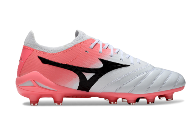 Men's Mizuno Morelia Neo IV Bate FG Firm Ground Low-Tops Football Boots - White/Pink/Black
