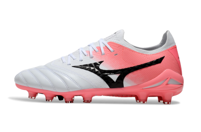 Men's Mizuno Morelia Neo IV Bate FG Firm Ground Low-Tops Football Boots - White/Pink/Black