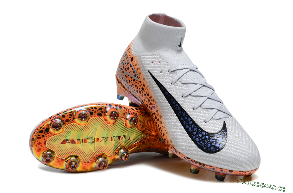 Men's Nike Air Zoom Mercurial Superfly 10 Elite AG Artificial Grass High-Tops Football Boots - Grey/Black/Brown 3