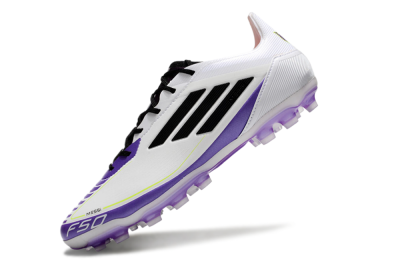 Men's Adidas F50 Elite AG Artificial Grass Low-Tops Football Boots - White/Purple/Black