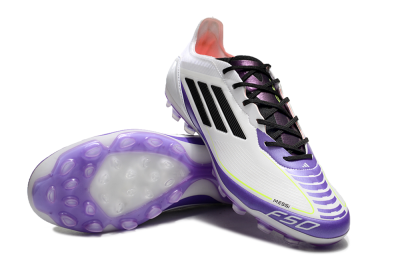 Men's Adidas F50 Elite AG Artificial Grass Low-Tops Football Boots - White/Purple/Black