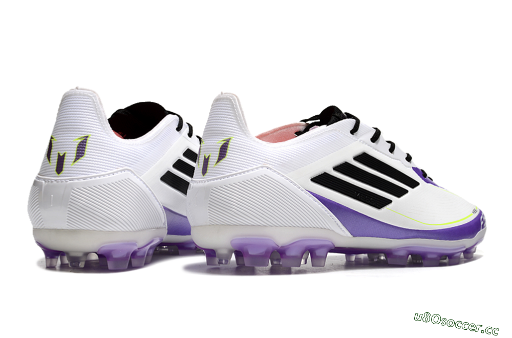 Men's Adidas F50 Elite AG Artificial Grass Low-Tops Football Boots - White/Purple/Black 6