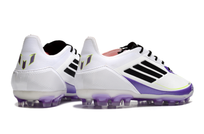 Men's Adidas F50 Elite AG Artificial Grass Low-Tops Football Boots - White/Purple/Black