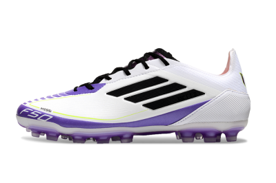Men's Adidas F50 Elite AG Artificial Grass Low-Tops Football Boots - White/Purple/Black