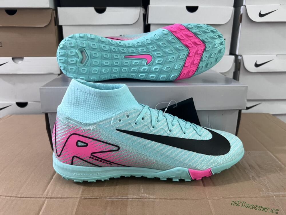 Unisex Nike Air Zoom Mercurial Superfly 10 Elite TF Artificial Turf High-Tops Football Shoes - Green/Pink/Black