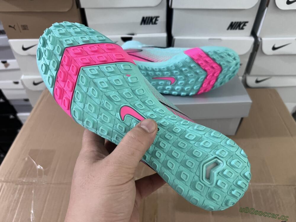 Unisex Nike Air Zoom Mercurial Superfly 10 Elite TF Artificial Turf High-Tops Football Shoes - Green/Pink/Black