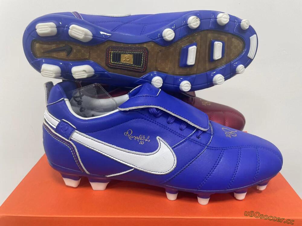 Men's Ronaldo x Nike Tiempo Legend R10 Elite FG Firm Ground Low-Tops Football Boots - Bule/White