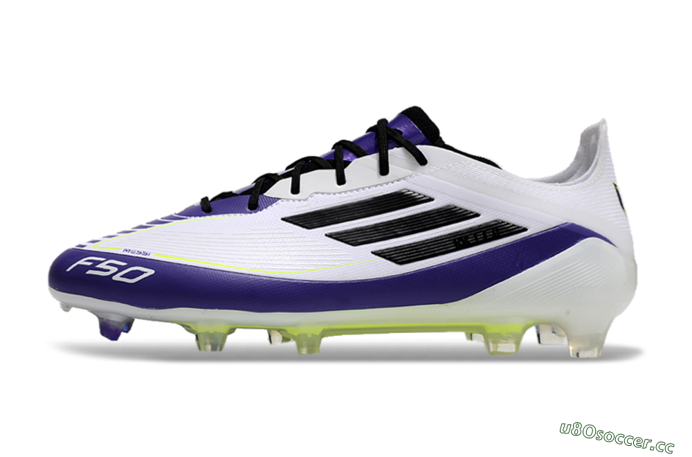 Men's Adidas F50 Elite FG Firm Ground Low-Tops Football Boots - White/Purple/Black/Yellow 0