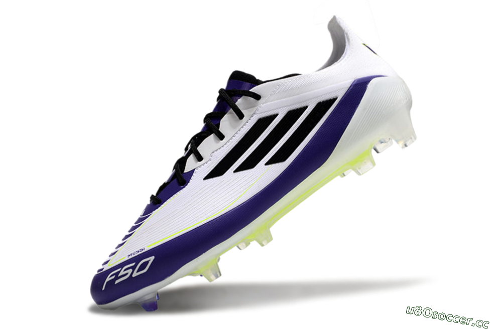 Men's Adidas F50 Elite FG Firm Ground Low-Tops Football Boots - White/Purple/Black/Yellow 5