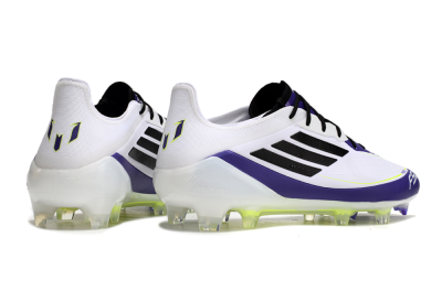 Men's Adidas F50 Elite FG Firm Ground Low-Tops Football Boots - White/Purple/Black/Yellow