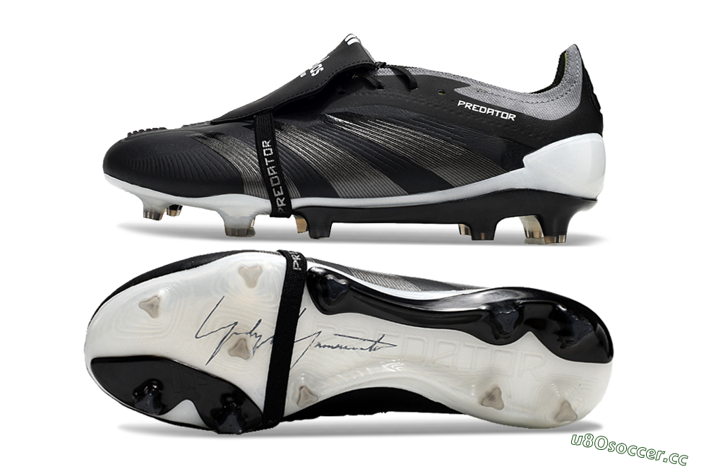 Men's Adidas Predator Elite Foldover Tongue FG Firm Ground Low-Tops Football Boots - Black/Grey/White 1