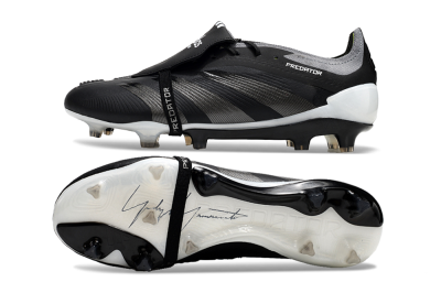 Men's Adidas Predator Elite Foldover Tongue FG Firm Ground Low-Tops Football Boots - Black/Grey/White