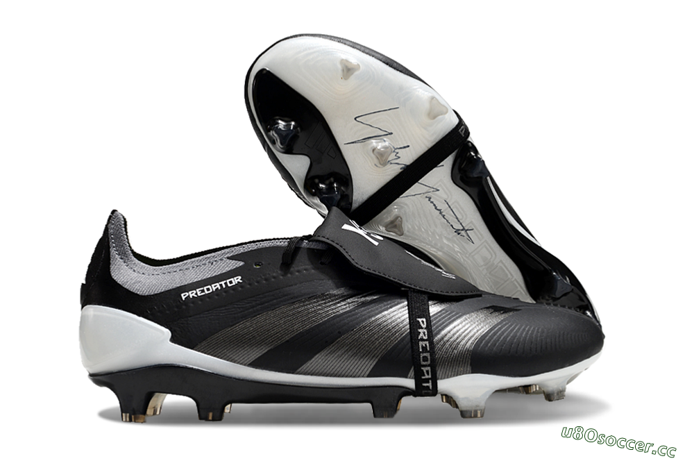 Men's Adidas Predator Elite Foldover Tongue FG Firm Ground Low-Tops Football Boots - Black/Grey/White 2