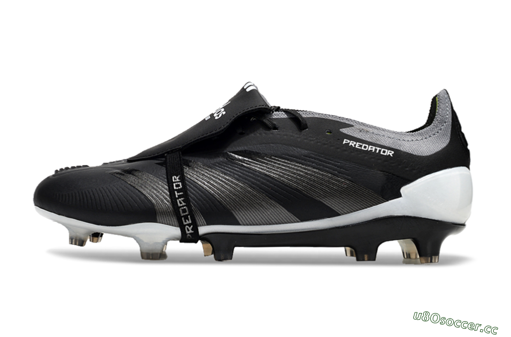 Men's Adidas Predator Elite Foldover Tongue FG Firm Ground Low-Tops Football Boots - Black/Grey/White 0