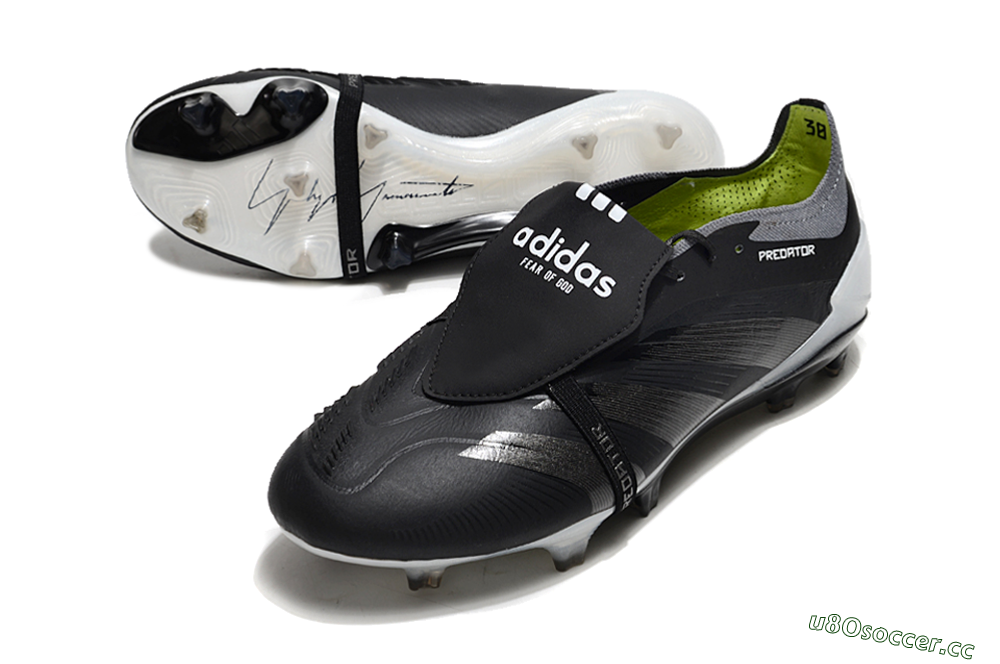 Men's Adidas Predator Elite Foldover Tongue FG Firm Ground Low-Tops Football Boots - Black/Grey/White 3