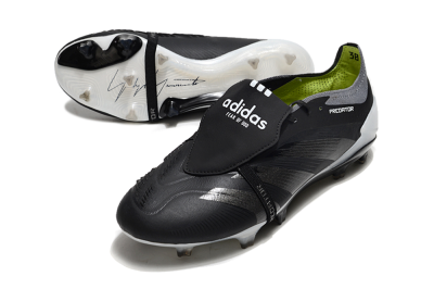 Men's Adidas Predator Elite Foldover Tongue FG Firm Ground Low-Tops Football Boots - Black/Grey/White