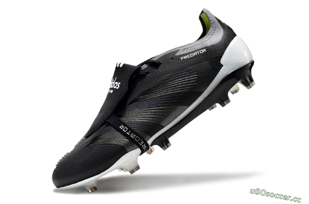 Men's Adidas Predator Elite Foldover Tongue FG Firm Ground Low-Tops Football Boots - Black/Grey/White 5