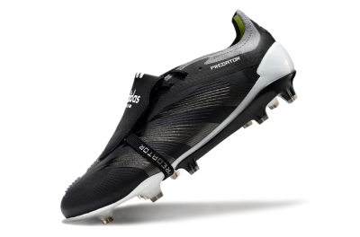 Men's Adidas Predator Elite Foldover Tongue FG Firm Ground Low-Tops Football Boots - Black/Grey/White