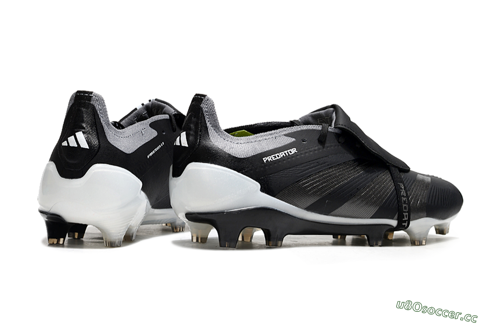 Men's Adidas Predator Elite Foldover Tongue FG Firm Ground Low-Tops Football Boots - Black/Grey/White 6