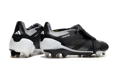 Men's Adidas Predator Elite Foldover Tongue FG Firm Ground Low-Tops Football Boots - Black/Grey/White