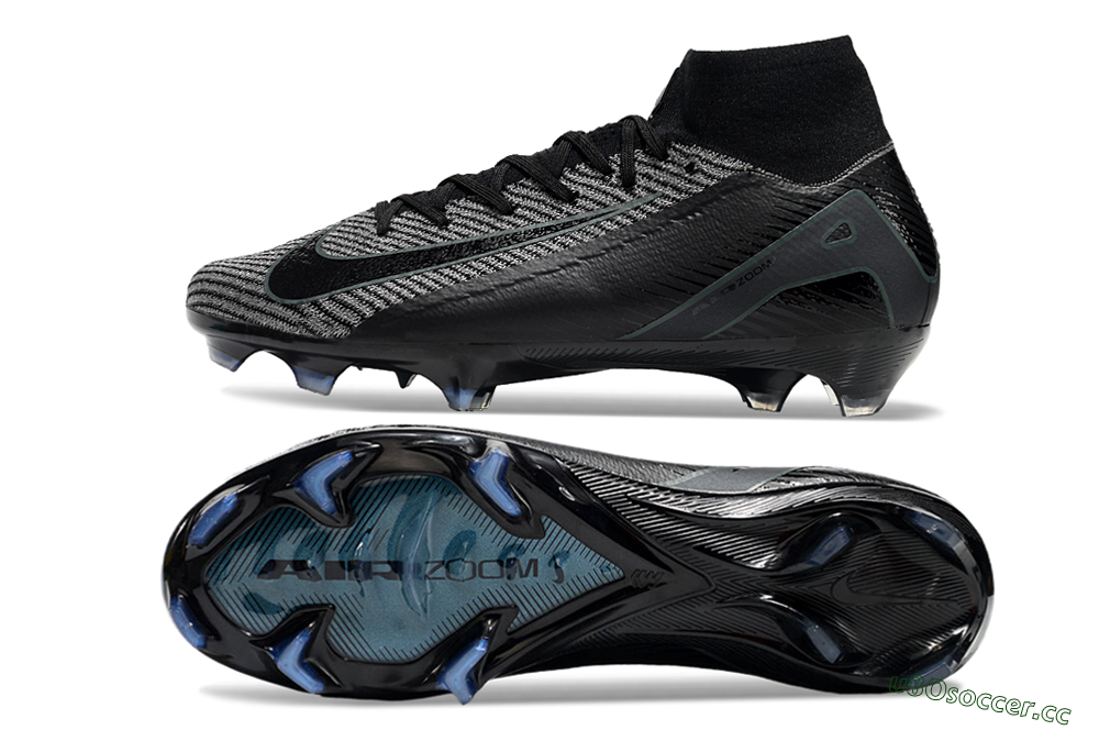 Men's Nike Air Zoom Mercurial Superfly 10 Elite FG Firm Ground High-Tops Football Boots - Black/Grey/Jade 1