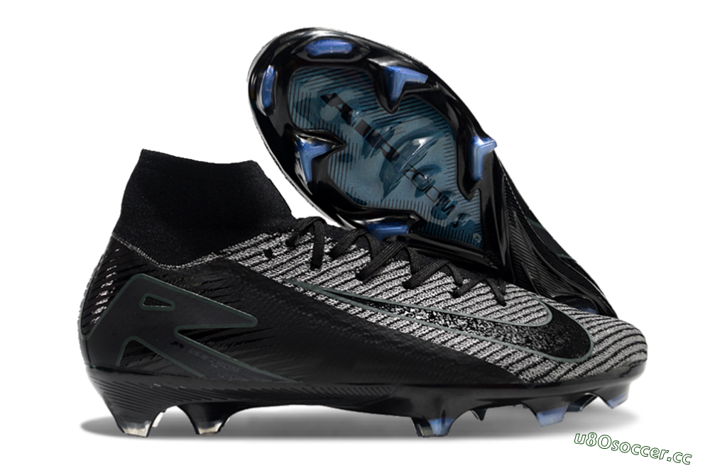 Men's Nike Air Zoom Mercurial Superfly 10 Elite FG Firm Ground High-Tops Football Boots - Black/Grey/Jade 2