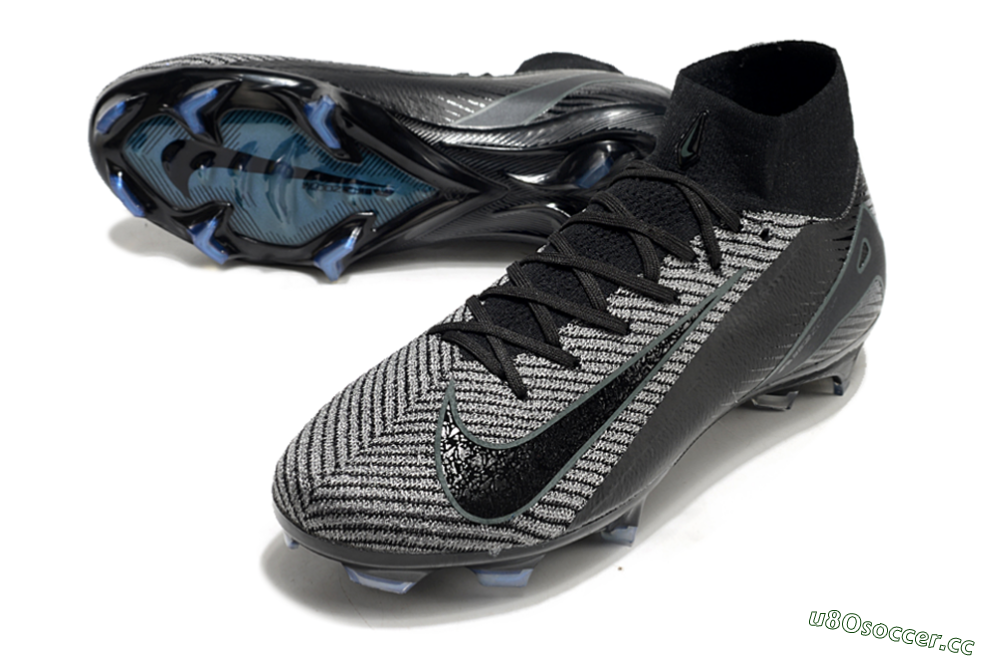 Men's Nike Air Zoom Mercurial Superfly 10 Elite FG Firm Ground High-Tops Football Boots - Black/Grey/Jade 3