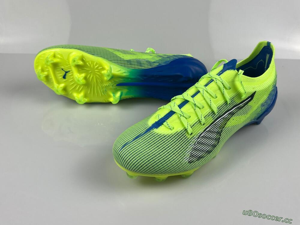Men's Puma Ultra Ultimate FG Firm Ground Low-Tops Football Boots - Yellow/White/Blue