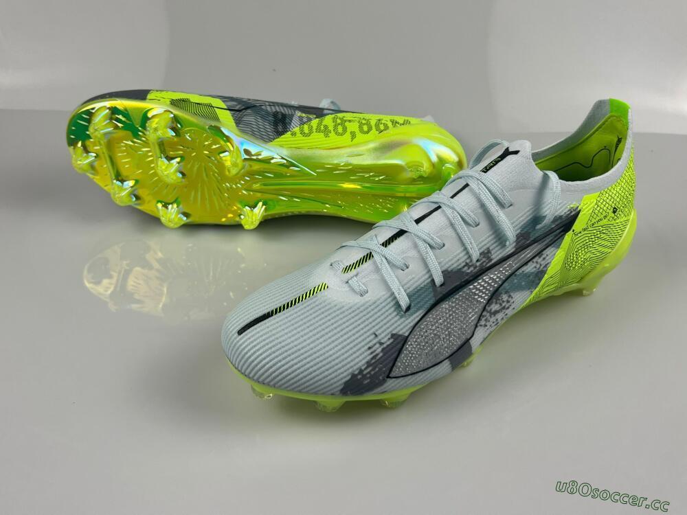 Men's Puma Ultra Ultimate FG Firm Ground Low-Tops Football Boots - Jade/White/Yellow