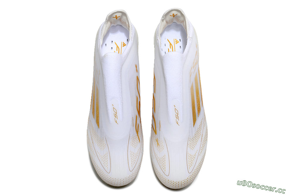 Unisex Adidas F50+ Lightstrike Pro Laceless FG Firm Ground Low-Tops Football Boots - White/Gold 4