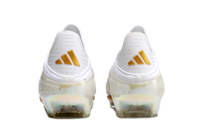 Unisex Adidas F50+ Lightstrike Pro Laceless FG Firm Ground Low-Tops Football Boots - White/Gold