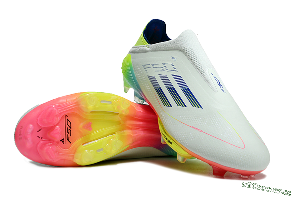 Unisex Adidas F50+ Lightstrike Pro Laceless FG Firm Ground Low-Tops Football Boots - Jade/Rainbow 3