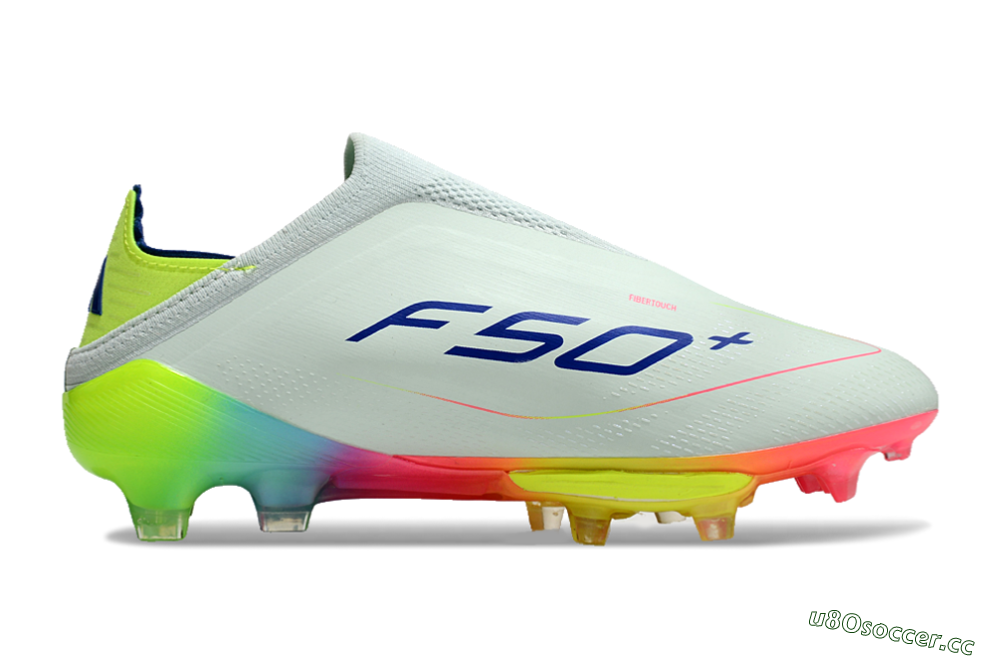 Unisex Adidas F50+ Lightstrike Pro Laceless FG Firm Ground Low-Tops Football Boots - Jade/Rainbow 6