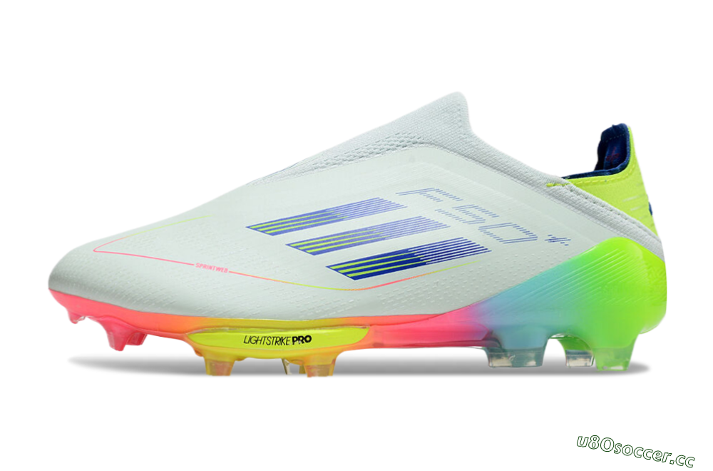 Unisex Adidas F50+ Lightstrike Pro Laceless FG Firm Ground Low-Tops Football Boots - Jade/Rainbow 0