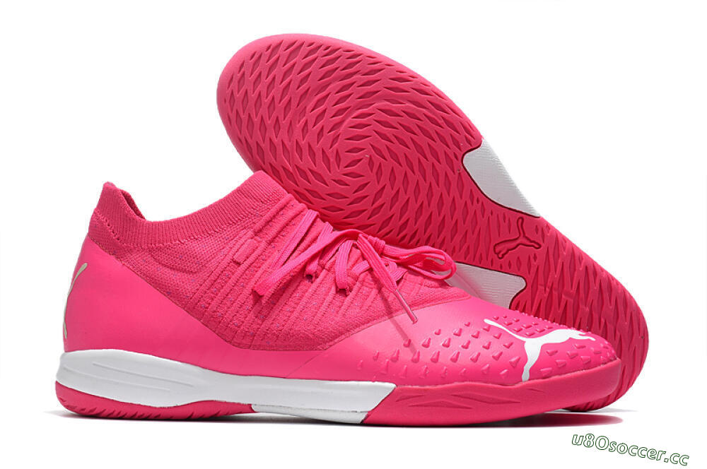 Men's Puma Future Z 1.3 Teazer IC Indoor & Futsal Low-Tops Football Shoes - Pink/White 2