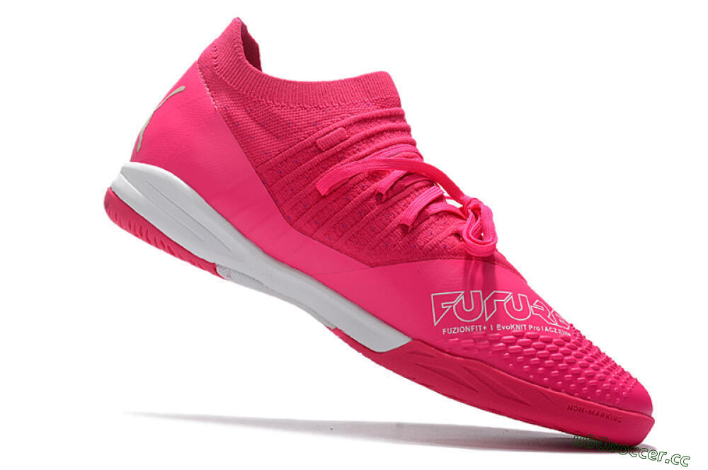 Men's Puma Future Z 1.3 Teazer IC Indoor & Futsal Low-Tops Football Shoes - Pink/White 4