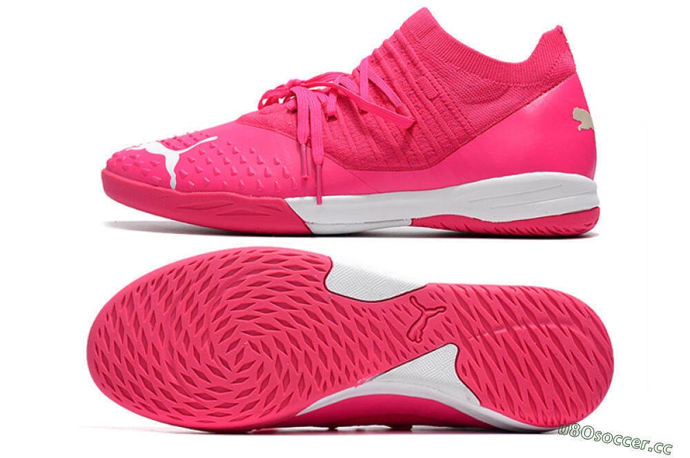 Men's Puma Future Z 1.3 Teazer IC Indoor & Futsal Low-Tops Football Shoes - Pink/White 1