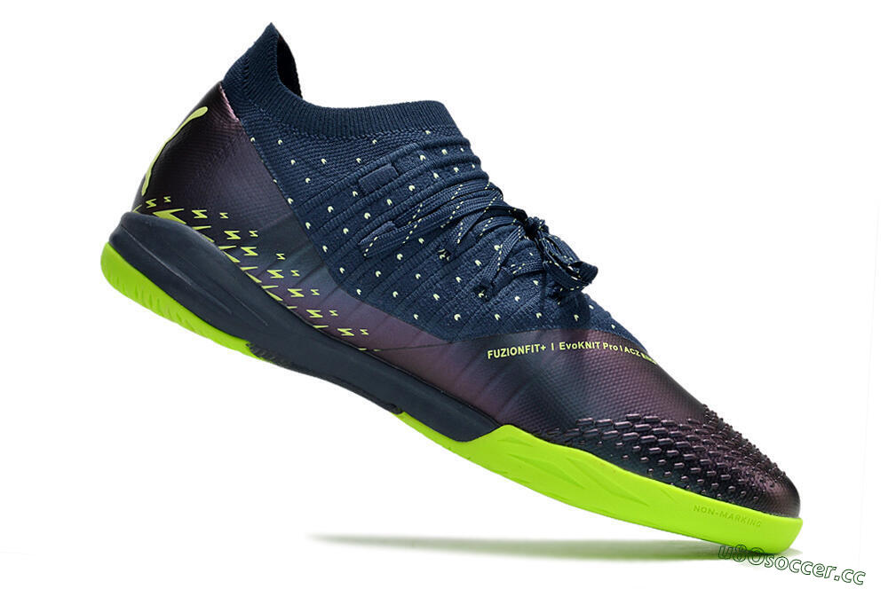 Men's Puma Future Z 1.3 Teazer IC Indoor & Futsal Low-Tops Football Shoes - Blue/Yellow 4