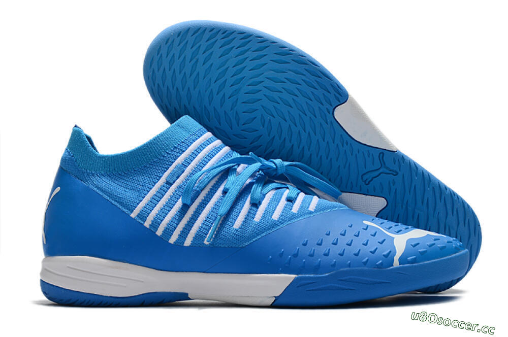 Men's Puma Future Z 1.3 Teazer IC Indoor & Futsal Low-Tops Football Shoes - Blue/White 2
