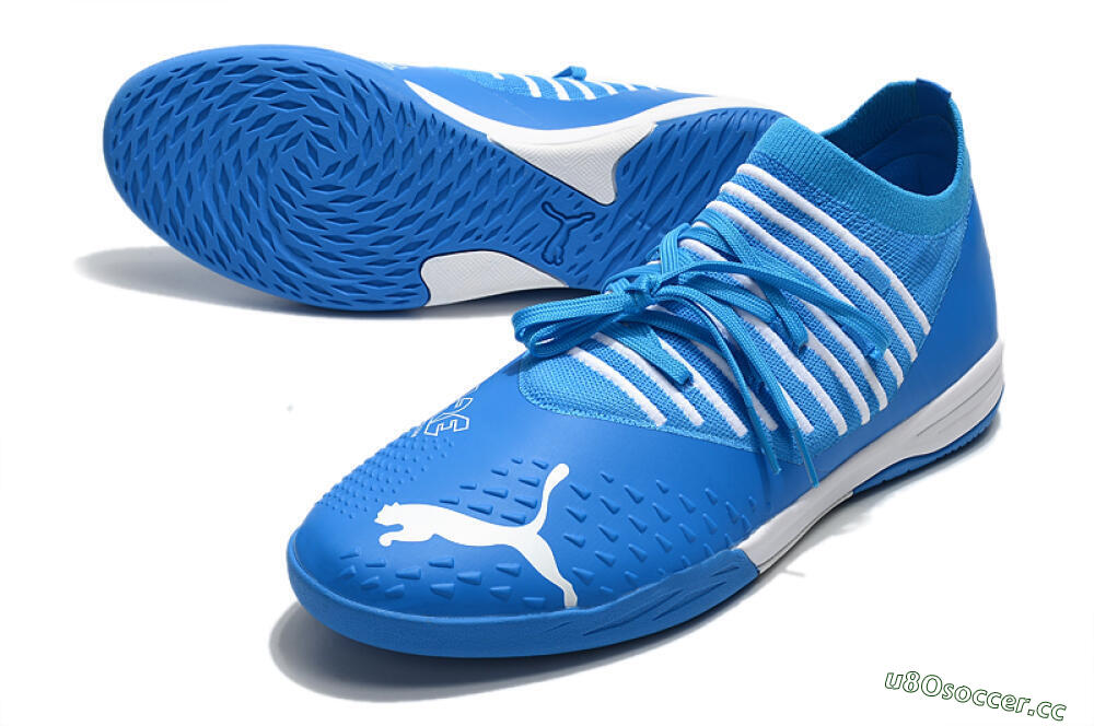 Men's Puma Future Z 1.3 Teazer IC Indoor & Futsal Low-Tops Football Shoes - Blue/White 3