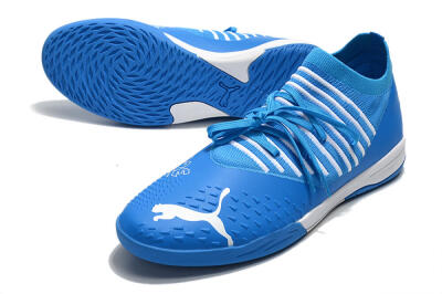 Men's Puma Future Z 1.3 Teazer IC Indoor & Futsal Low-Tops Football Shoes - Blue/White