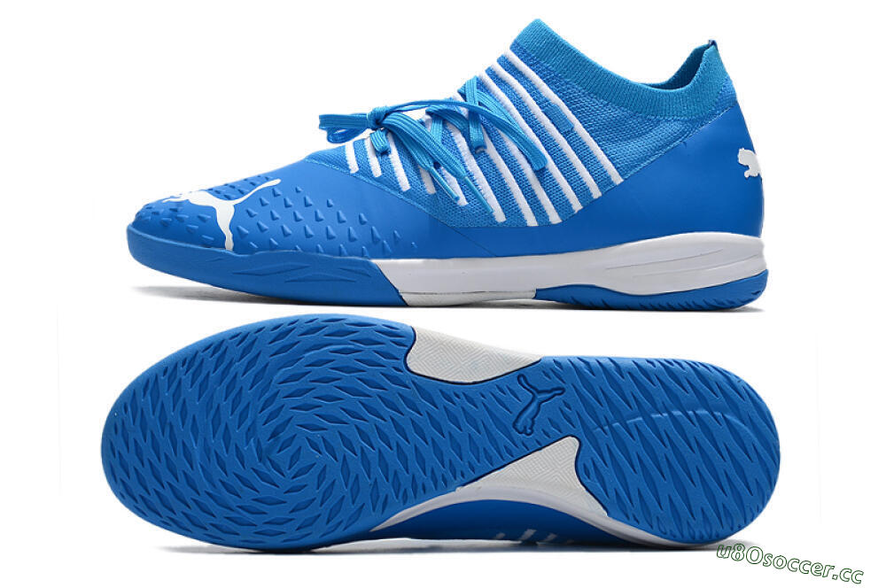 Men's Puma Future Z 1.3 Teazer IC Indoor & Futsal Low-Tops Football Shoes - Blue/White 1