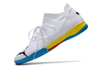 Men's Puma Future Z 1.3 Teazer IC Indoor & Futsal Low-Tops Football Shoes - White/Black/Blue/Yellow/Red