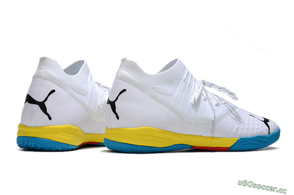 Men's Puma Future Z 1.3 Teazer IC Indoor & Futsal Low-Tops Football Shoes - White/Black/Blue/Yellow/Red 6
